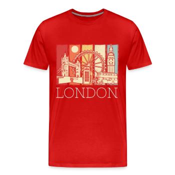 London Skyline Phone Booth Big Ben Double-Decker - Men's Premium Organic T-Shirt - red - Front - Damien (186cm)