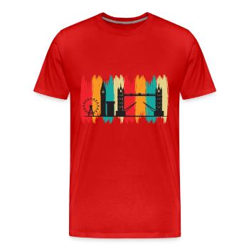 Tower Bridge Londres Retro Big Ben Grande Roue Royaume-Uni - T-shirt bio Premium Homme - rouge - Devant - Damien (186cm)
