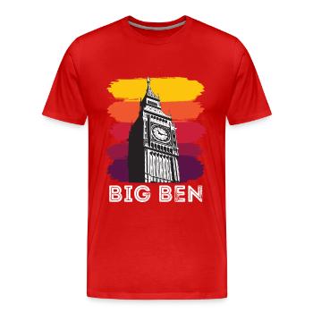 Big Ben Londres Angleterre Royaume-Uni Anglais - T-shirt bio Premium Homme - rouge - Devant - Damien (186cm)