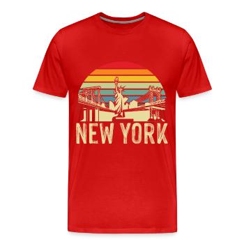 NY Freiheitsstatue New York Big Apple NYC Skyline - Männer Premium Bio T-Shirt - Rot - Vorne - Damien (186cm)