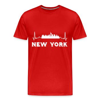 New York Heartbeat NYC Big Apple Statue de la Liberté - T-shirt bio Premium Homme - rouge - Devant - Damien (186cm)