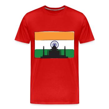 India Flag Taj Mahal Palace Mausoleum South Asia - Men's Premium Organic T-Shirt - red - Front - Damien (186cm)