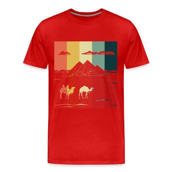 Camel Gizeh Pyramide Egypte Sphinx Anubis - T-shirt bio Premium Homme - rouge - Devant - Damien (186cm)