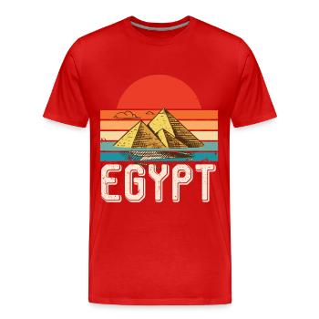 Egypte Lever du soleil Pyramides de Gizeh Sphinx Pharaon - T-shirt bio Premium Homme - rouge - Devant - Damien (186cm)