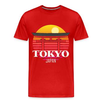 Tokyo Japon Temple Touristique Asie Japonais - T-shirt bio Premium Homme - rouge - Devant - Damien (186cm)