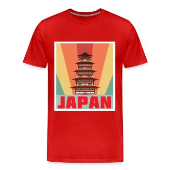 Temple Japon Tokyo Tower Rétro - T-shirt bio Premium Homme - rouge - Devant - Damien (186cm)