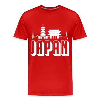 Japon Temple Tokyo Tower Heartbeat Asie - T-shirt bio Premium Homme - rouge - Devant - Damien (186cm)