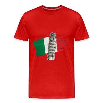 Italie Tour penchée de Pise - T-shirt bio Premium Homme - rouge - Devant - Damien (186cm)