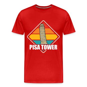 Pise Tour Italie Toscane Rétro Florence - T-shirt bio Premium Homme - rouge - Devant - Damien (186cm)