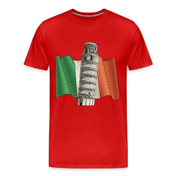 Tour penchée de Pise Italie Drapeau Toscane - T-shirt bio Premium Homme - rouge - Devant - Damien (186cm)