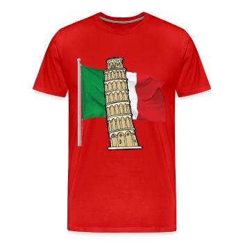Drapeau de l’Italie avec tour penchée de Pise - T-shirt bio Premium Homme - rouge - Devant - Damien (186cm)