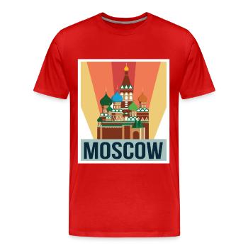 Cathédrale de Moscou Basile Rétro Chrétiens Russie - T-shirt bio Premium Homme - rouge - Devant - Damien (186cm)