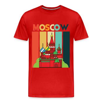 Cathédrale rétro de Moscou Russie - T-shirt bio Premium Homme - rouge - Devant - Damien (186cm)