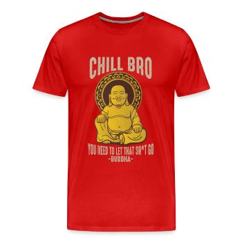 Bouddha Chill Bro Méditation Réduction du stress - T-shirt bio Premium Homme - rouge - Devant - Damien (186cm)