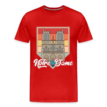 Cathédrale Notre Dame Nostalgie Paris Ville - T-shirt bio Premium Homme - rouge - Devant - Damien (186cm)