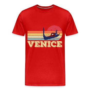 Venise Grand Canal Gondole Italie Romance - T-shirt bio Premium Homme - rouge - Devant - Damien (186cm)