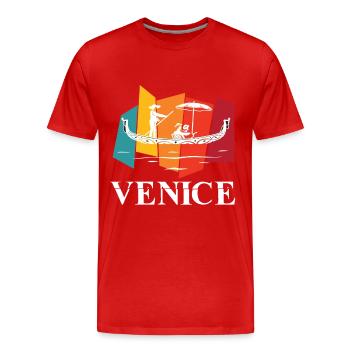 Venise Rétro Canal Grande Italie Romance - T-shirt bio Premium Homme - rouge - Devant - Damien (186cm)