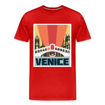 Venedig Brücke Italien Gotik Canal Grande Gondel - Männer Premium Bio T-Shirt - Rot - Vorne - Damien (186cm)