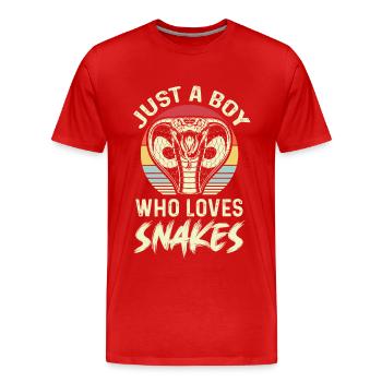 Le garçon aime le serpent cobra serpent boa - T-shirt bio Premium Homme - rouge - Devant - Damien (186cm)