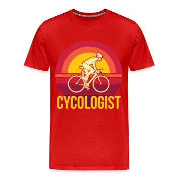 Cycologue Vélo de route Vélo Vélo Vélo - T-shirt bio Premium Homme - rouge - Devant - Damien (186cm)