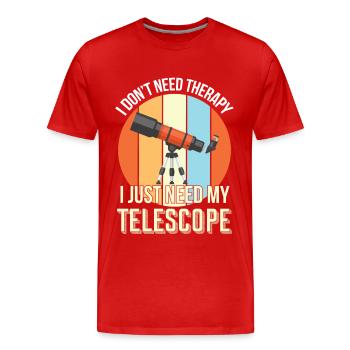 Télescope Thérapie Astronome Mars Jupiter - T-shirt bio Premium Homme - rouge - Devant - Damien (186cm)