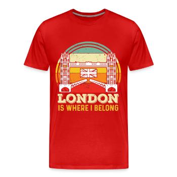 Londres ROYAUME-UNI Tower Bridge Angleterre Tamise - T-shirt bio Premium Homme - rouge - Devant - Damien (186cm)
