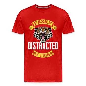 Tiger und Löwen Afrika Savanne - Männer Premium Bio T-Shirt - Rot - Vorne - Damien (186cm)