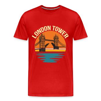Londres Tower Thames Royaume-Uni Angleterre - T-shirt bio Premium Homme - rouge - Devant - Damien (186cm)