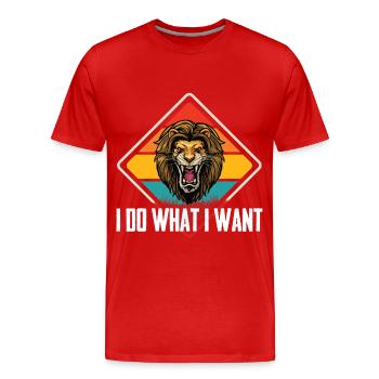Löwengesicht Safari Mähne Savanne Afrika - Männer Premium Bio T-Shirt - Rot - Vorne - Damien (186cm)