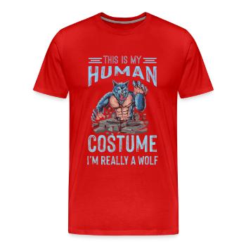 Costume de loup-garou Chien sauvage Loups - T-shirt bio Premium Homme - rouge - Devant - Damien (186cm)