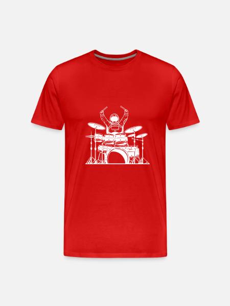 Batteur astronaute percussionniste dans l’espace - T-shirt bio Premium Homme - rouge