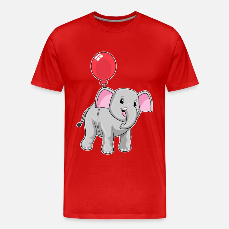 Elefant mit Luftballon - Männer Premium Bio T-Shirt - Rot