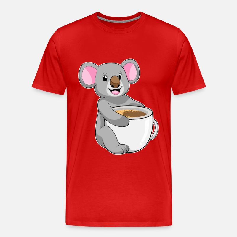 Koala mit Tasse Kaffee - Männer Premium Bio T-Shirt - Rot