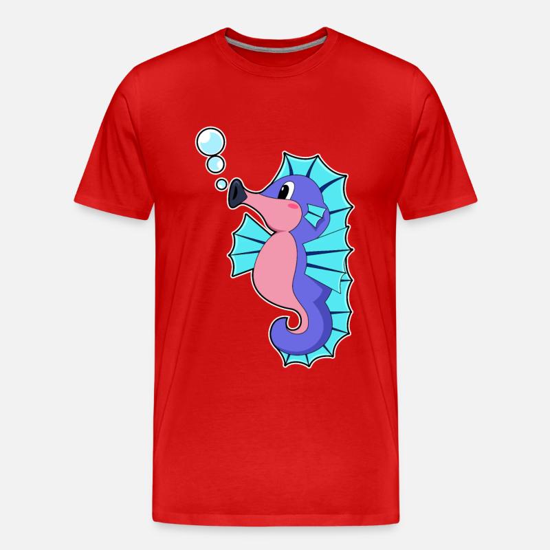 Seepferdchen - Männer Premium Bio T-Shirt - Rot