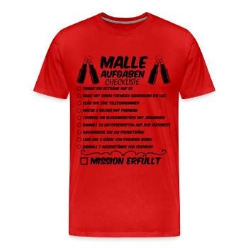 Malle Aufgaben Checkliste Malleurlaub Mallorca - Männer Premium Bio T-Shirt - Rot - Vorne - Damien (186cm)