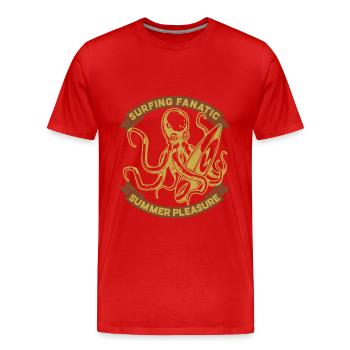 Surfing - Men's Premium Organic T-Shirt - red - Front - Damien (186cm)