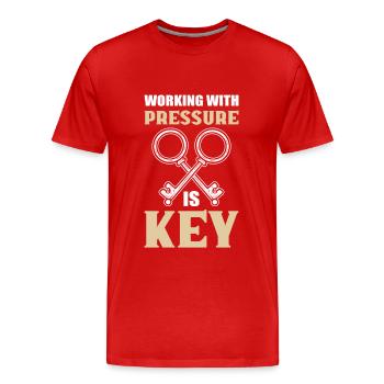Working With Pressure Is Key Locksmith - Men's Premium Organic T-Shirt - red - Front - Damien (186cm)