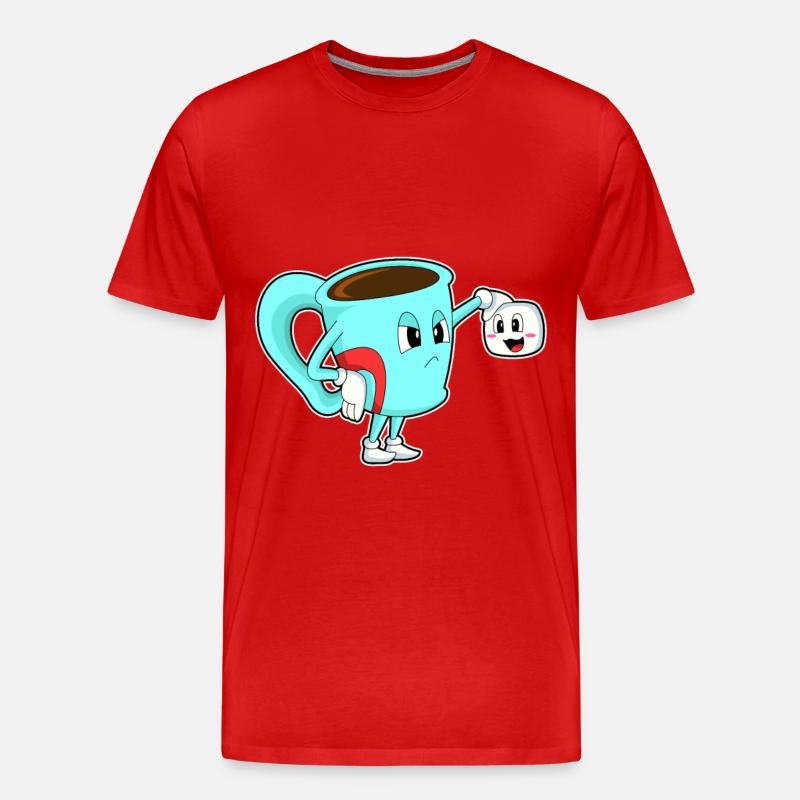 Tasse mit Kaffee - Männer Premium Bio T-Shirt - Rot