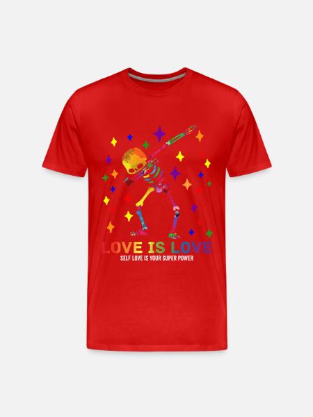 LGBT LGBTQ Dabbing Skeleton - Men's Premium Organic T-Shirt - red