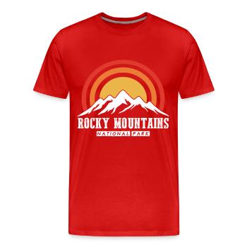National Park Hiking Rocky Mountains Souvenir Camp - Men's Premium Organic T-Shirt - red - Front - Damien (186cm)