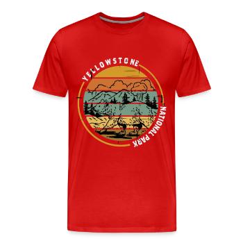Yellowstone Nationalpark Grizzlybär Wyoming Wander - Männer Premium Bio T-Shirt - Rot - Vorne - Damien (186cm)