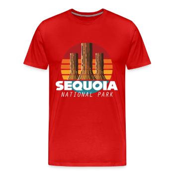 Mammutbäume Nationalpark Sequoia Nevada Camping - Männer Premium Bio T-Shirt - Rot - Vorne - Damien (186cm)