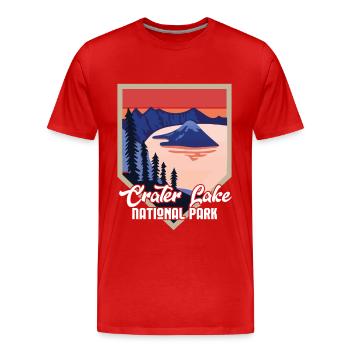 Crater Lake Volcano Montagnes du lac Randonnée - T-shirt bio Premium Homme - rouge - Devant - Damien (186cm)