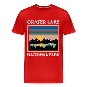 Crater Lake Camping Volcano Lake Hiking - Men's Premium Organic T-Shirt - red - Front - Damien (186cm)
