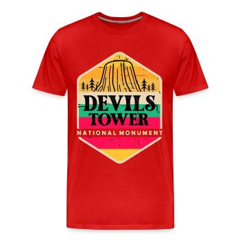 Devils Tower Wyoming Nationaldenkmal Souvenir - Männer Premium Bio T-Shirt - Rot - Vorne - Damien (186cm)