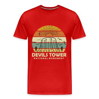 Wyoming Nationaldenkmal Devils Tower Wandern Natur - Männer Premium Bio T-Shirt - Rot - Vorne - Damien (186cm)