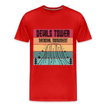 Nationaldenkmal Devils Tower Wyoming Wandern Natur - Männer Premium Bio T-Shirt - Rot - Vorne - Damien (186cm)