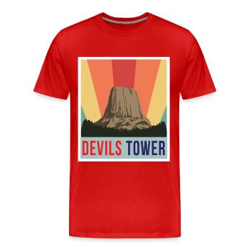 Wyoming Devils Tower National Monument Hiking Nature - Men's Premium Organic T-Shirt - red - Front - Damien (186cm)