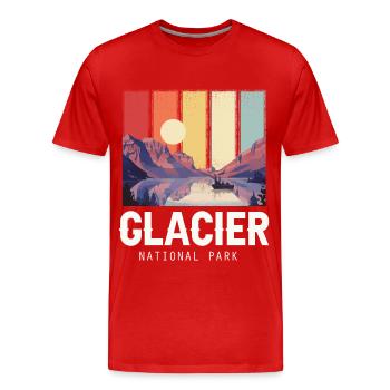 Glacier National Park Souvenir Montana Lac et Montagne - T-shirt bio Premium Homme - rouge - Devant - Damien (186cm)