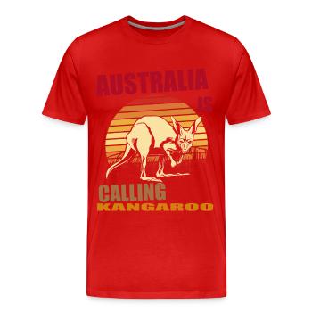 Känguru Retro Australien Calling Outback - Männer Premium Bio T-Shirt - Rot - Vorne - Damien (186cm)